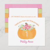 Little Pumpkin Floral Birthday Girl Herfst Bedankt (Voorkant / Achterkant)