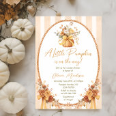 Little Pumpkin Floral Bow Baby Shower Invitation Kaart