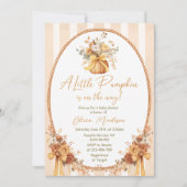 Little Pumpkin Floral Bow Baby Shower Invitation Kaart (Voorkant)