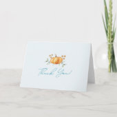 Little Pumpkin Floral Boy Baby shower Bedankkaart (Voorkant)