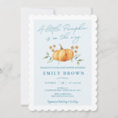 Little Pumpkin Floral Boy Baby shower Uitnodiging (Voorkant)