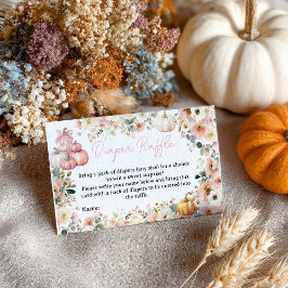 Little Pumpkin Floral Diaper Raffle Baby shower Informatiekaartje