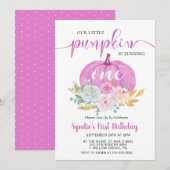 Little Pumpkin Floral eerste verjaardag Kaart (Voorkant / Achterkant)