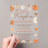 Little Pumpkin Floral Fall Baby Shower Acryl Uitnodigingen (Insitu (Draagbaar))
