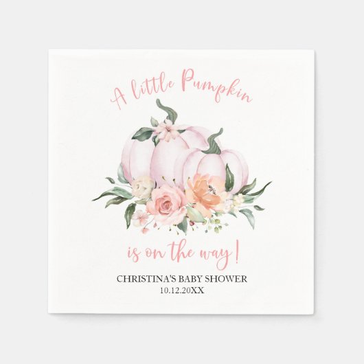 Little Pumpkin Floral Girl Baby Shower Servet (Voorkant)