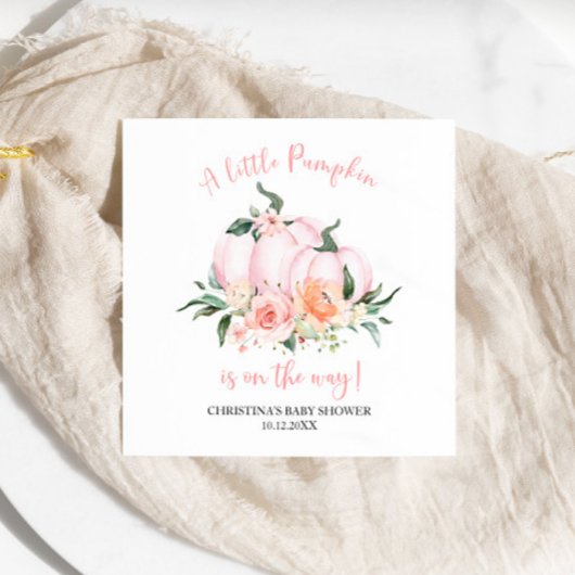 Little Pumpkin Floral Girl Baby Shower Servet