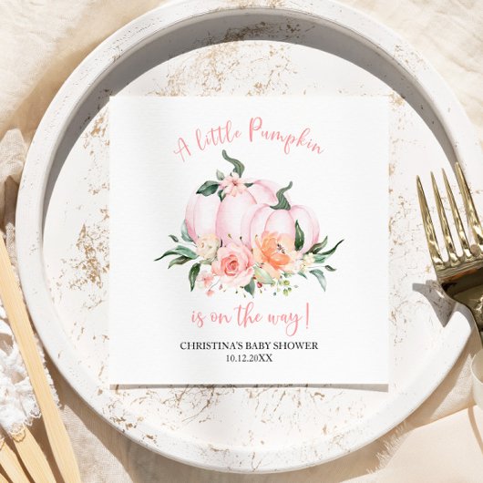 Little Pumpkin Floral Girl Baby Shower Servet