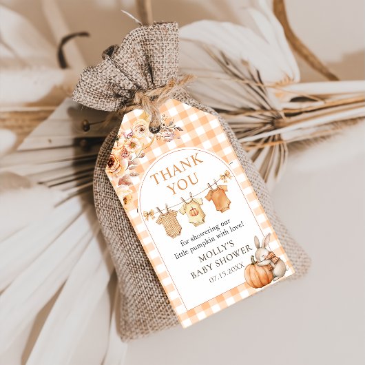 Little Pumpkin Floral Herfst Baby shower Gift Labe Cadeaulabel