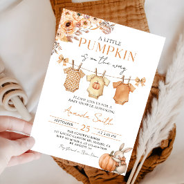 Little Pumpkin Floral Herfst Baby shower Uitnodigi Kaart