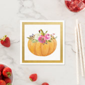 Little Pumpkin Floral Herfst Napkins Servet (Insitu)