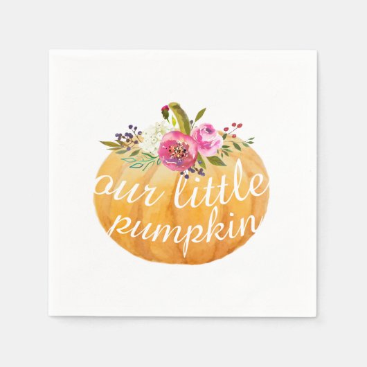 Little Pumpkin Floral Herfst Napkins Servet (Voorkant)