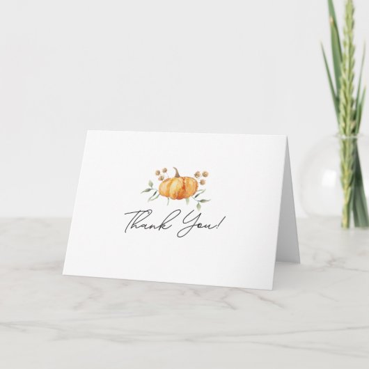 Little Pumpkin Floral Neutral Baby shower Bedankkaart (Voorkant)
