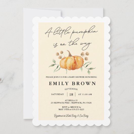 Little Pumpkin Floral Neutral Baby shower Kaart (Voorkant)