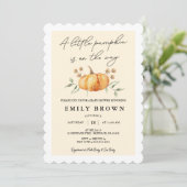 Little Pumpkin Floral Neutral Baby shower Kaart (Staand voorkant)