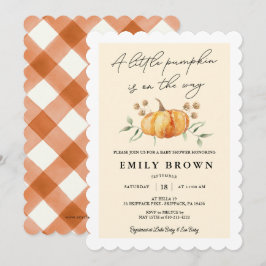 Little Pumpkin Floral Neutral Baby shower Kaart