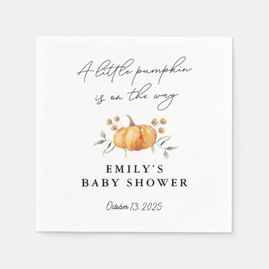 Little Pumpkin Floral Neutral Baby shower Servet (Voorkant)