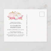 Little Pumpkin Floral Waterverf Baby Girl Uitnodiging Briefkaart (Achterkant)