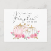 Little Pumpkin Floral Waterverf Baby Girl Uitnodiging Briefkaart (Voorkant)
