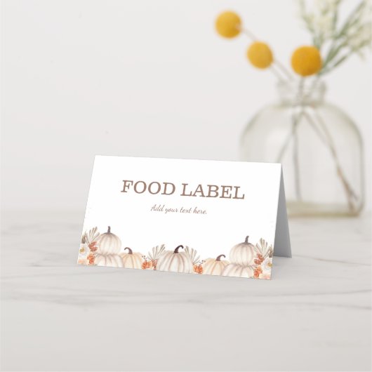 Little Pumpkin Folded Tent Food Label for Buffets Plaatskaartje (Voorkant)