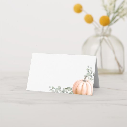 Little Pumpkin Food Label • Tent Place Card Orange Plaatskaartje (Achterkant)