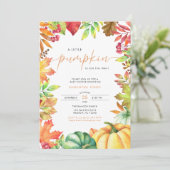 Little Pumpkin Gender Neutral Fall Baby Shower  Kaart (Staand voorkant)