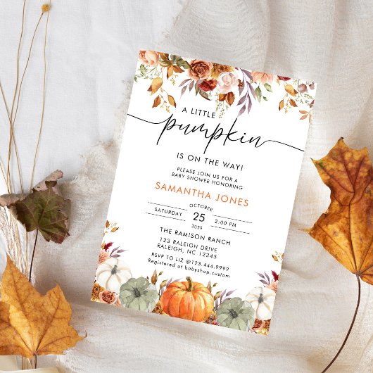 Little Pumpkin Gender Neutral Fall Baby Shower  Kaart