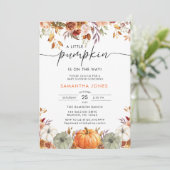 Little Pumpkin Gender Neutral Fall Baby Shower  Kaart (Staand voorkant)