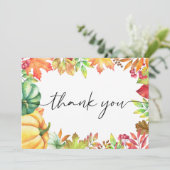 Little Pumpkin Gender Neutral Herfst Baby shower Bedankkaart (Staand voorkant)