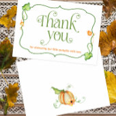 Little Pumpkin Gender Neutral Herfst Baby shower Bedankkaart