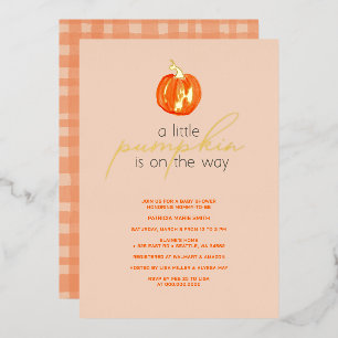 Little Pumpkin Gender Neutral Herfst Baby shower Folie Uitnodiging
