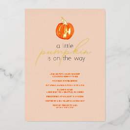 Little Pumpkin Gender Neutral Herfst Baby shower Folie Uitnodiging