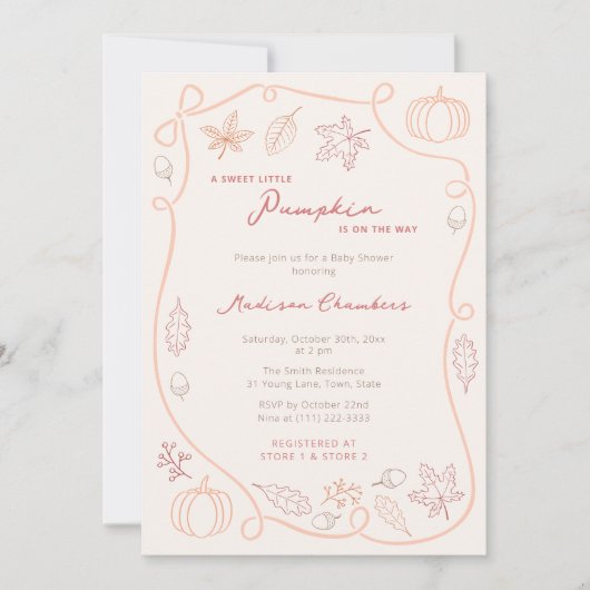 Little Pumpkin Gender Neutral Herfst Baby shower Kaart (Voorkant)