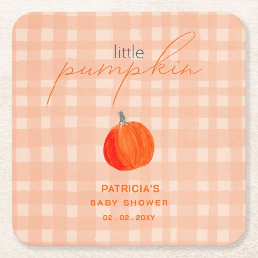 Little Pumpkin Gender Neutral Herfst Baby shower Kartonnen Onderzetters (Voorkant)