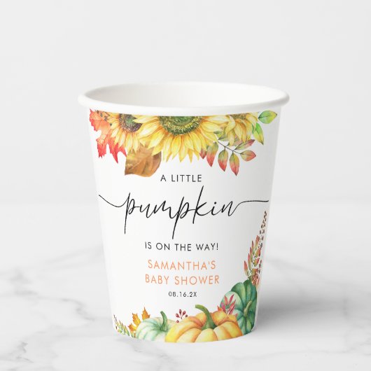 Little Pumpkin Gender Neutral Herfst Baby shower Papieren Bekers (Voorkant)