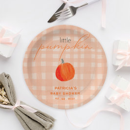 Little Pumpkin Gender Neutral Herfst Baby shower Papieren Bordje