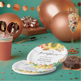 Little Pumpkin Gender Neutral Herfst Baby shower Papieren Bordje