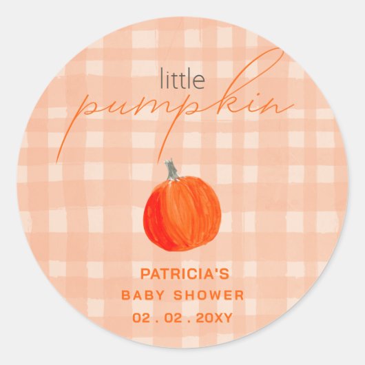 Little Pumpkin Gender Neutral Herfst Baby shower Ronde Sticker (Voorkant)