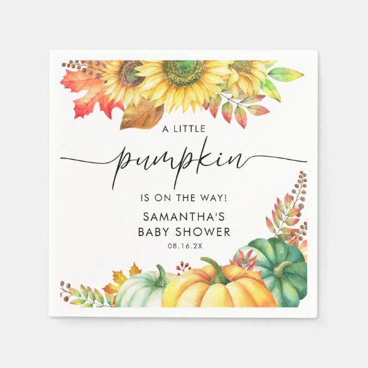 Little Pumpkin Gender Neutral Herfst Baby shower Servet (Voorkant)