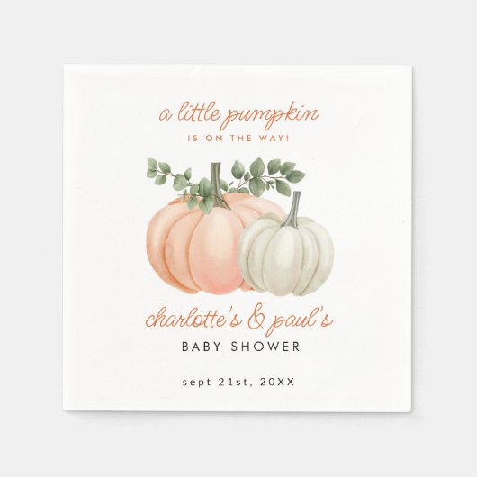 Little Pumpkin Gender Neutral Herfst Baby shower Servet (Voorkant)