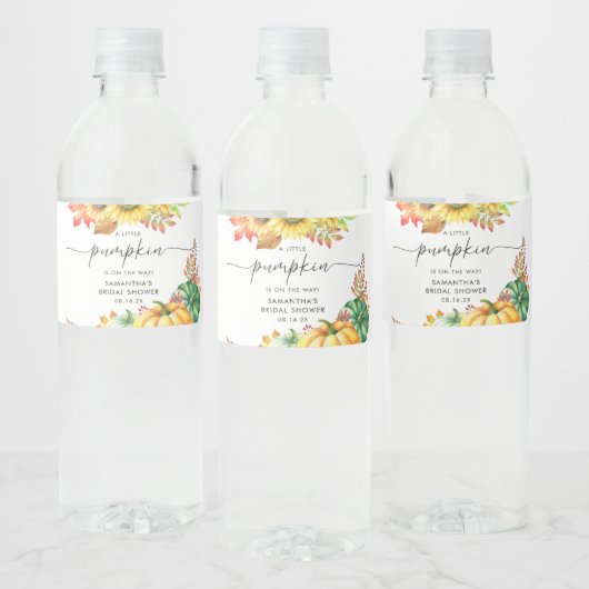 Little Pumpkin Gender Neutral Herfst Baby shower Waterfles Etiket (Flessen)