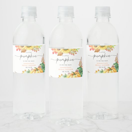 Little Pumpkin Gender Neutral Herfst Baby shower Waterfles Etiket (Flessen)