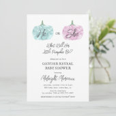 Little Pumpkin Gender onthulling Halloween Baby sh Kaart (Staand voorkant)