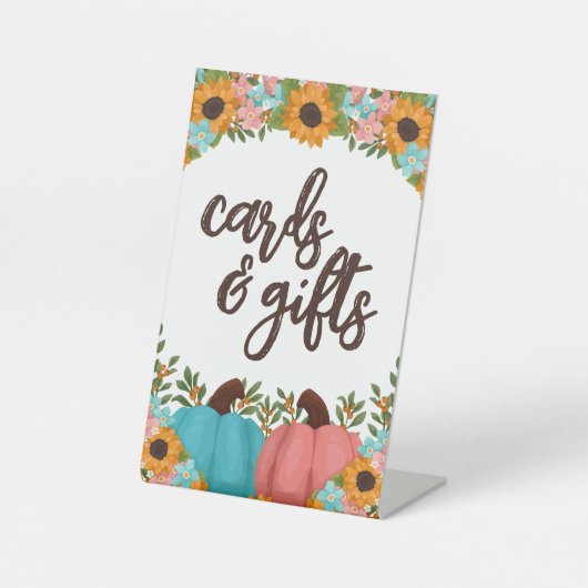Little Pumpkin Gender Reveal Kaarten & Geschenken Reclamebord Met Voetstuk (Voorkant)