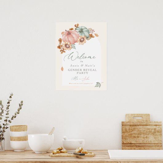 Little Pumpkin Gender Reveal Welkomstbord poster (Keuken)