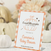 Little Pumpkin Genderneutraal Baby shower Welkom Reclamebord Met Voetstuk