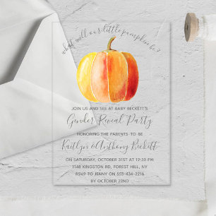 Little Pumpkin Geslacht Reveal Feest Acryl Uitnodigingen