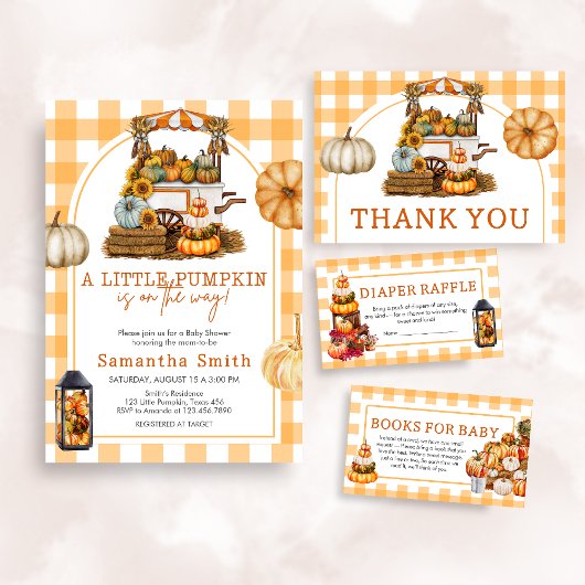 Little Pumpkin Gingham Baby shower Uitnodiging