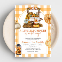 Little Pumpkin Gingham Baby shower Uitnodiging
