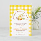 Little Pumpkin Gingham Plaid Boho Baby shower Kaart (Staand voorkant)