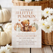 Little Pumpkin Gingham Teddy Bear Herfst Baby show Kaart
